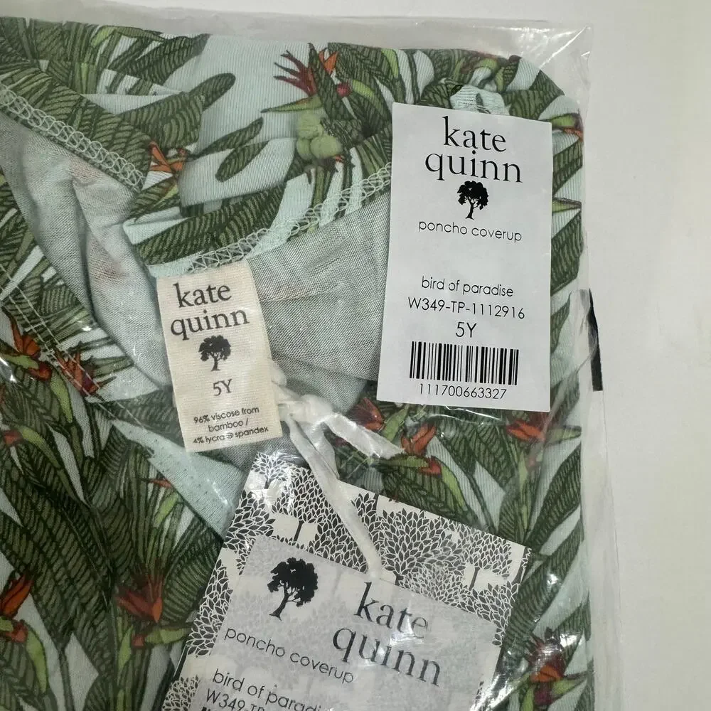 Kate Quinn Birds of Paradise Poncho Coverup Size 5Y Bamboo